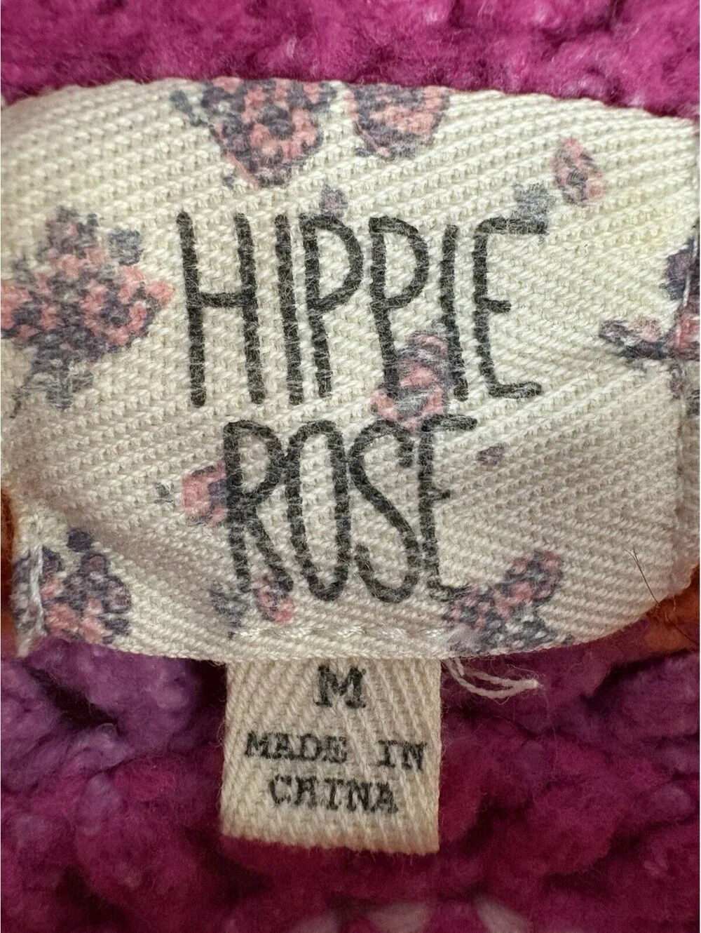 Hippie Rose Sweater Womens M Pink Orange Chevron Crochet Open Knit Boho Cropped